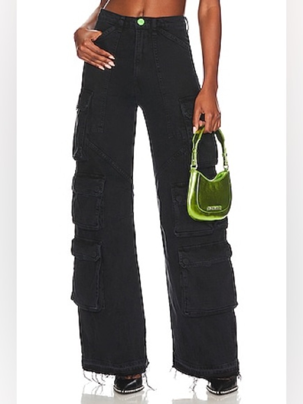 Hudson Jeans X Zoe Costello High Rise Cargo Pant Wide Leg Black REVOLVE Size 27